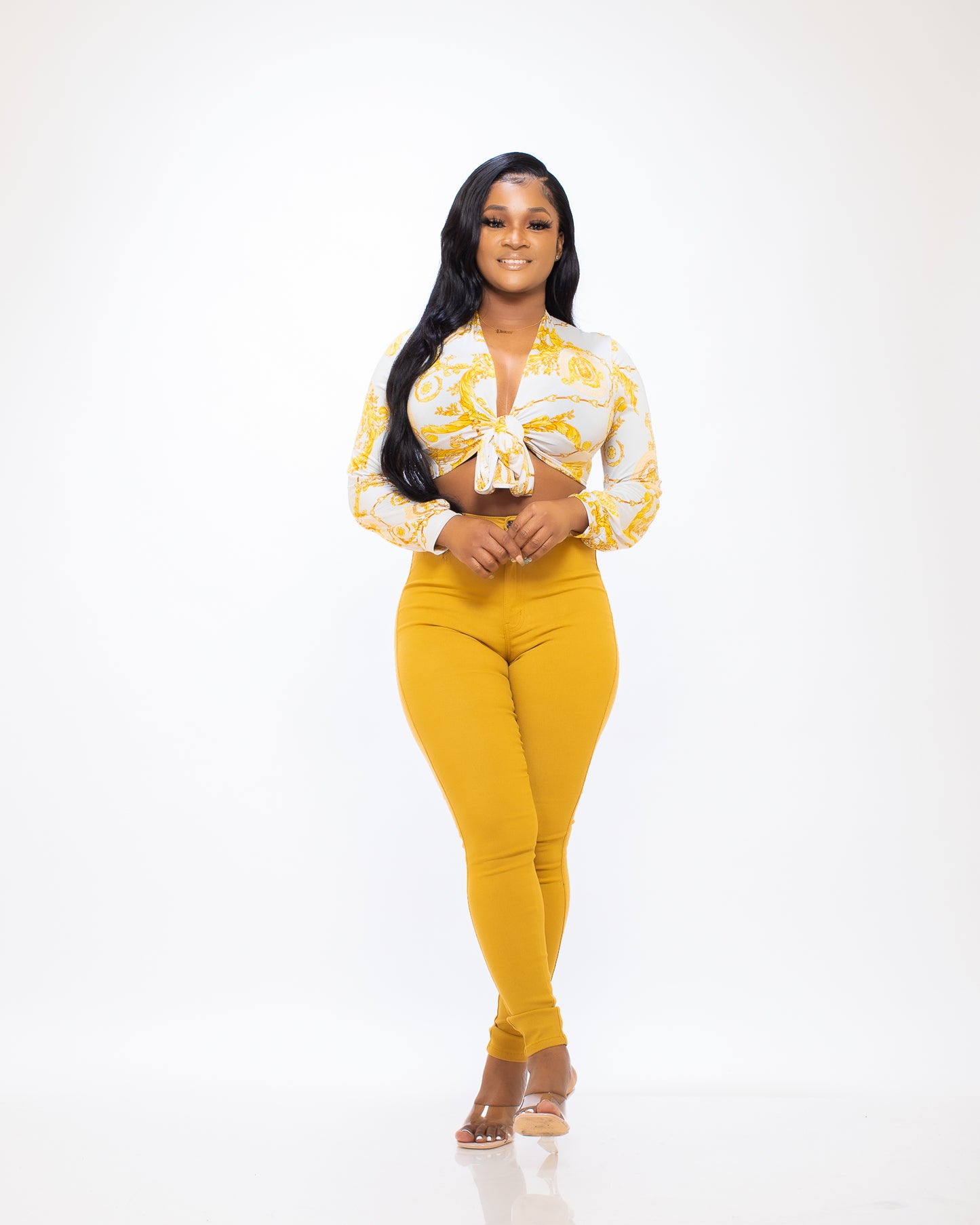 JOLIE MUSTARD HIGH WAIST PAN - Tammie's Kollection