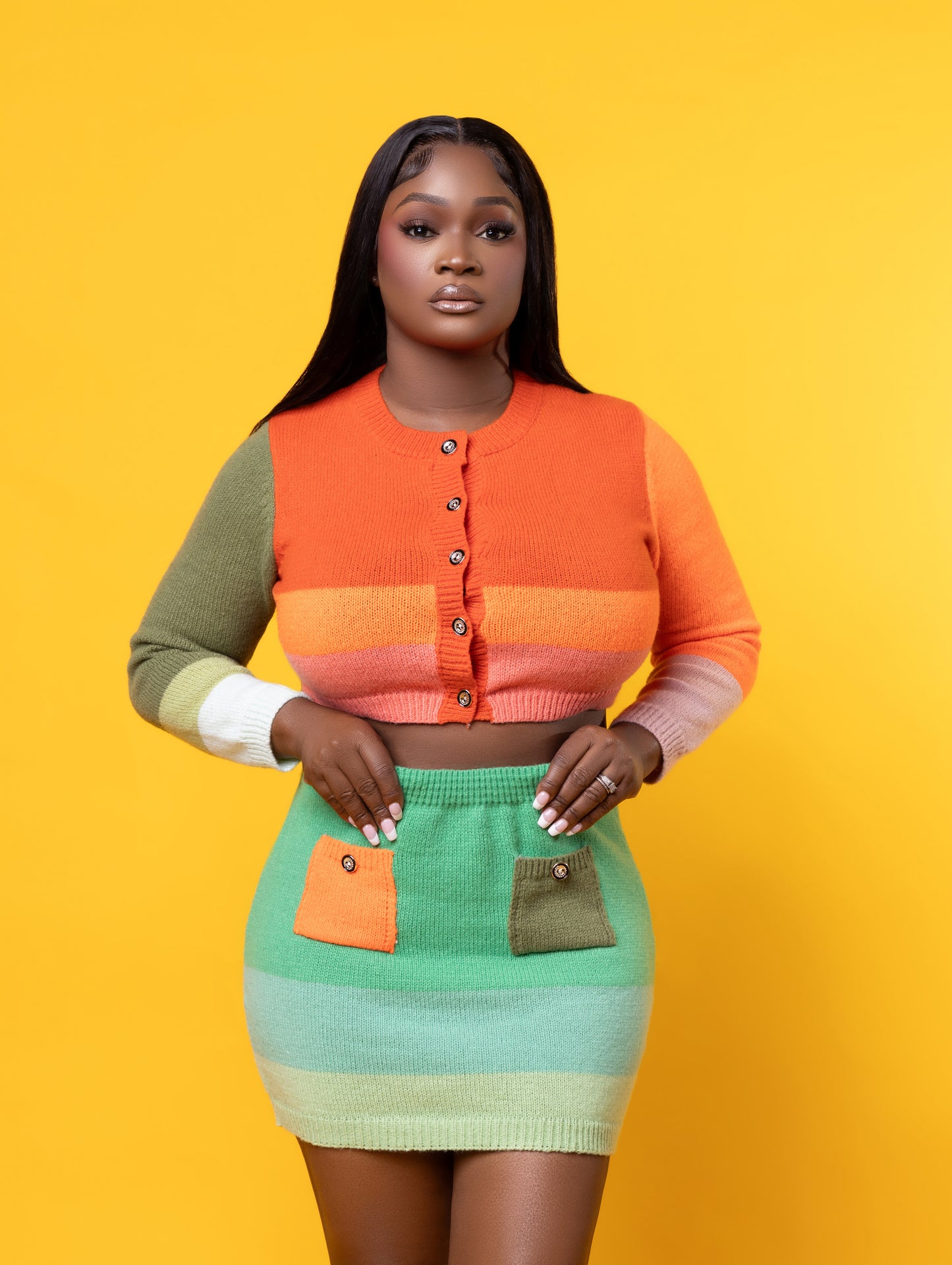 Soft Life two Piece Multi Color Skirt Set