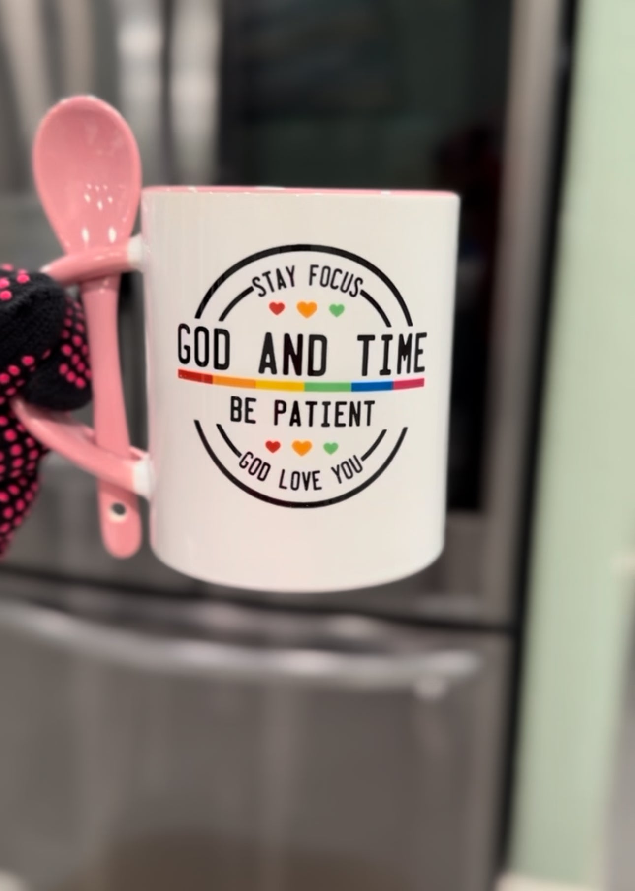 God and Time Inspirational Mug – 11oz Ceramic Mug with Spoon