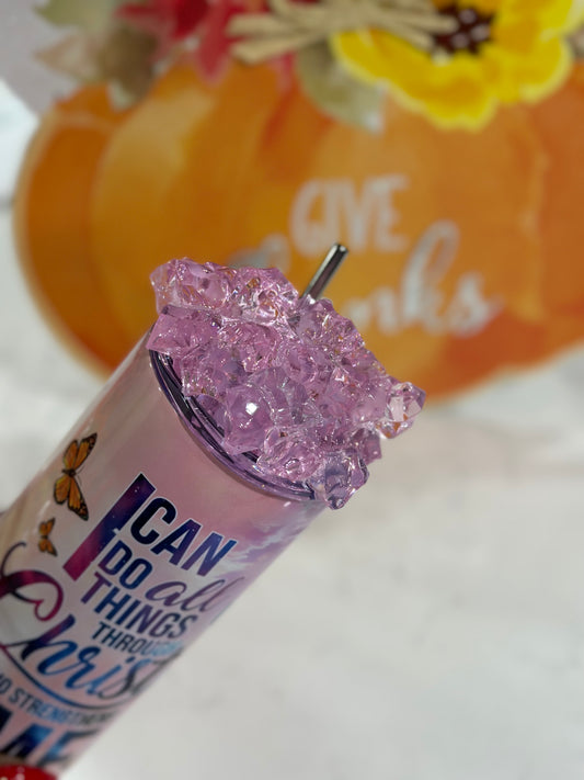 Full Pink Ice Out 20oz Tumbler Topper