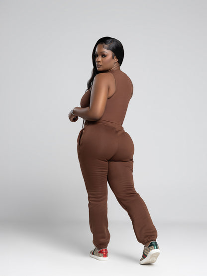 Mali Brown Sweatpants & Bodysuit Set