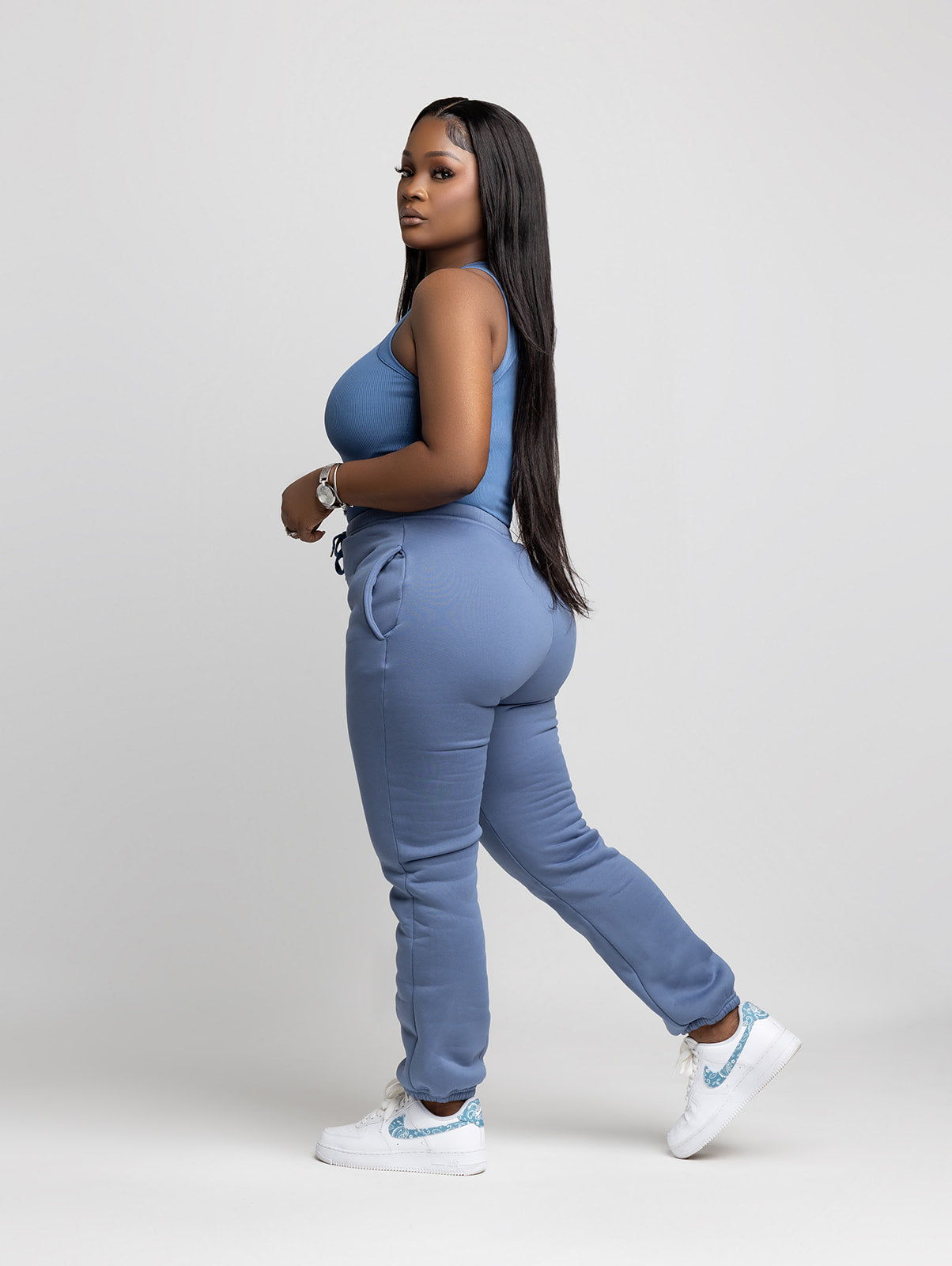 Mali Blue Sweatpants & Bodysuit Set