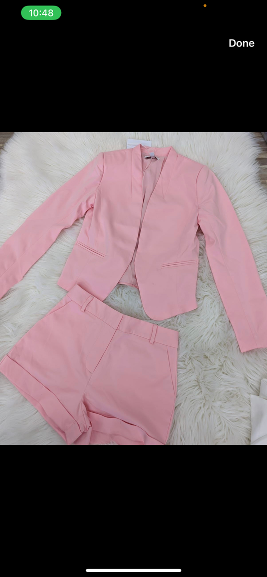 SULIE PINK TWO PIECE BLAZER SHORT SET