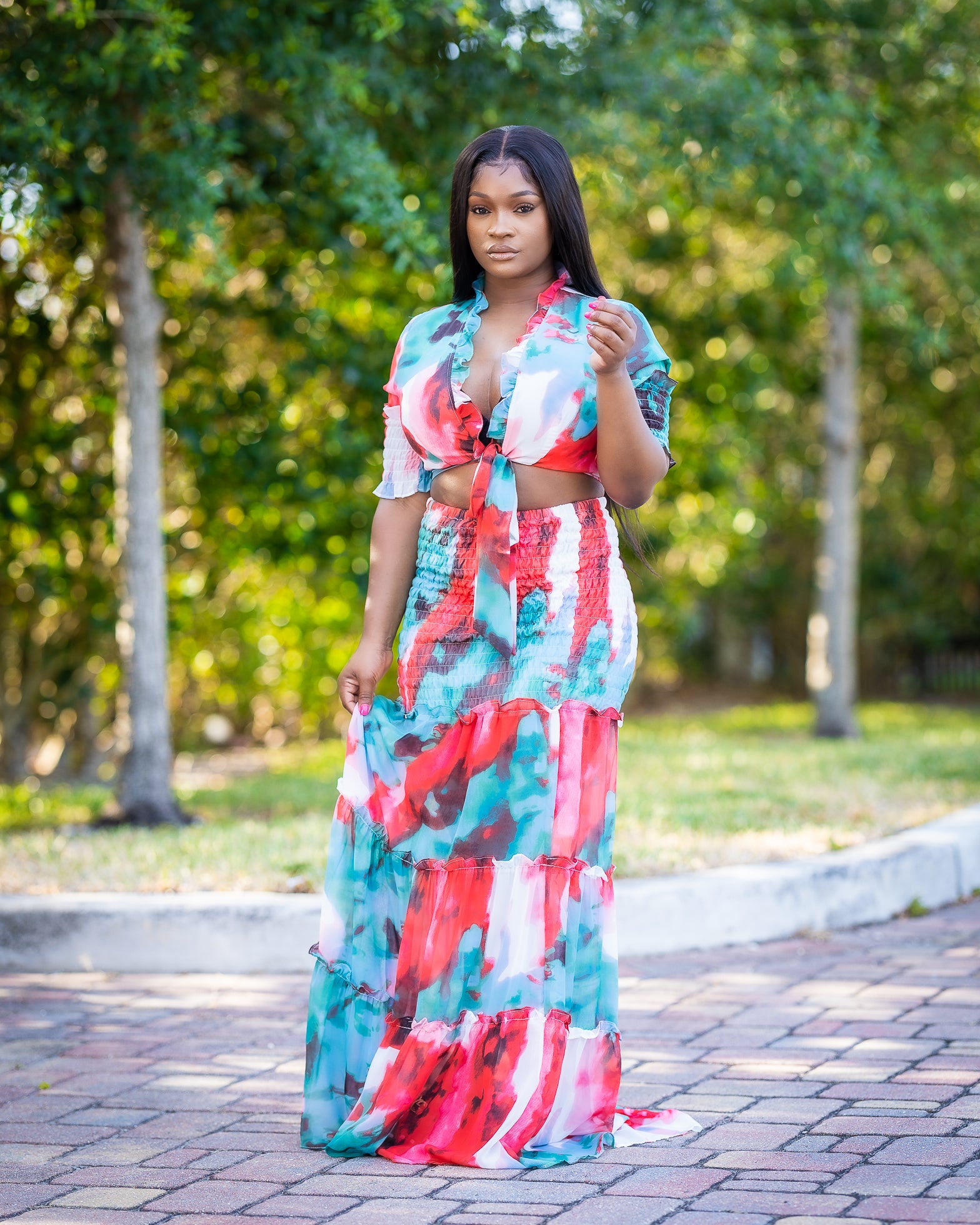 BRIT FLORAL TWO PIECE SKIRT SET - Tammie's Kollection