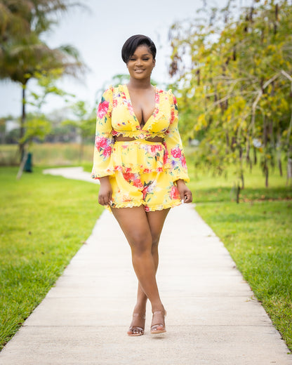 JODY YELLOW TIE ROMPER - Tammie's Kollection