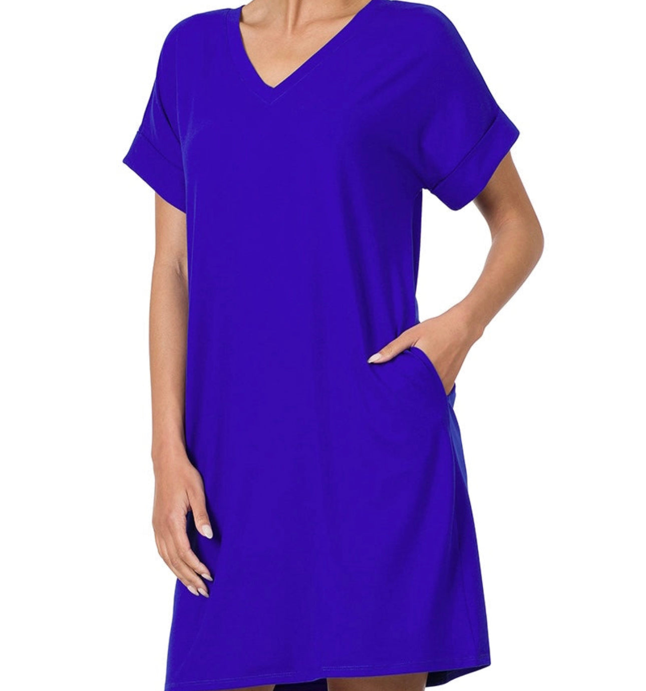 Bright blue t shirt dress best sale