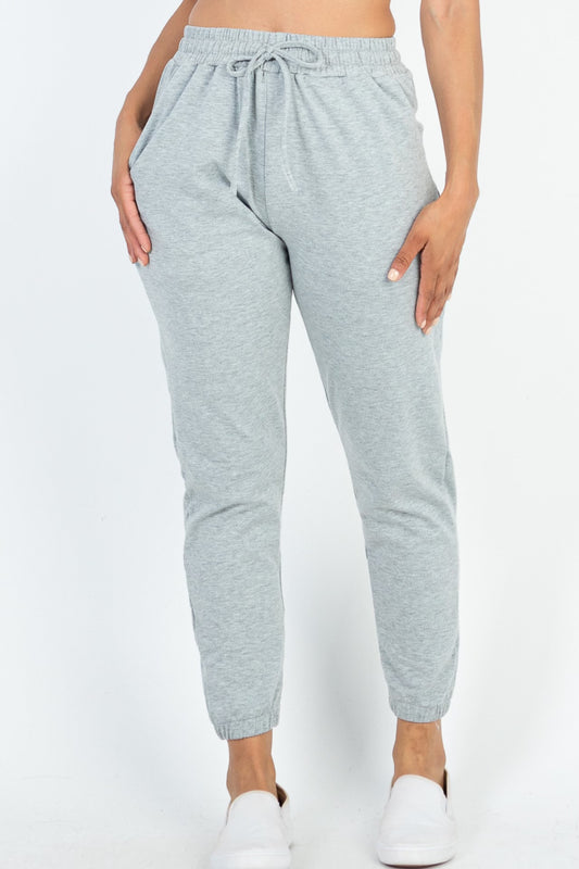 SUPER COMFY DRAWSTRING WAIST JOGGER PANTS HEATHER GREY