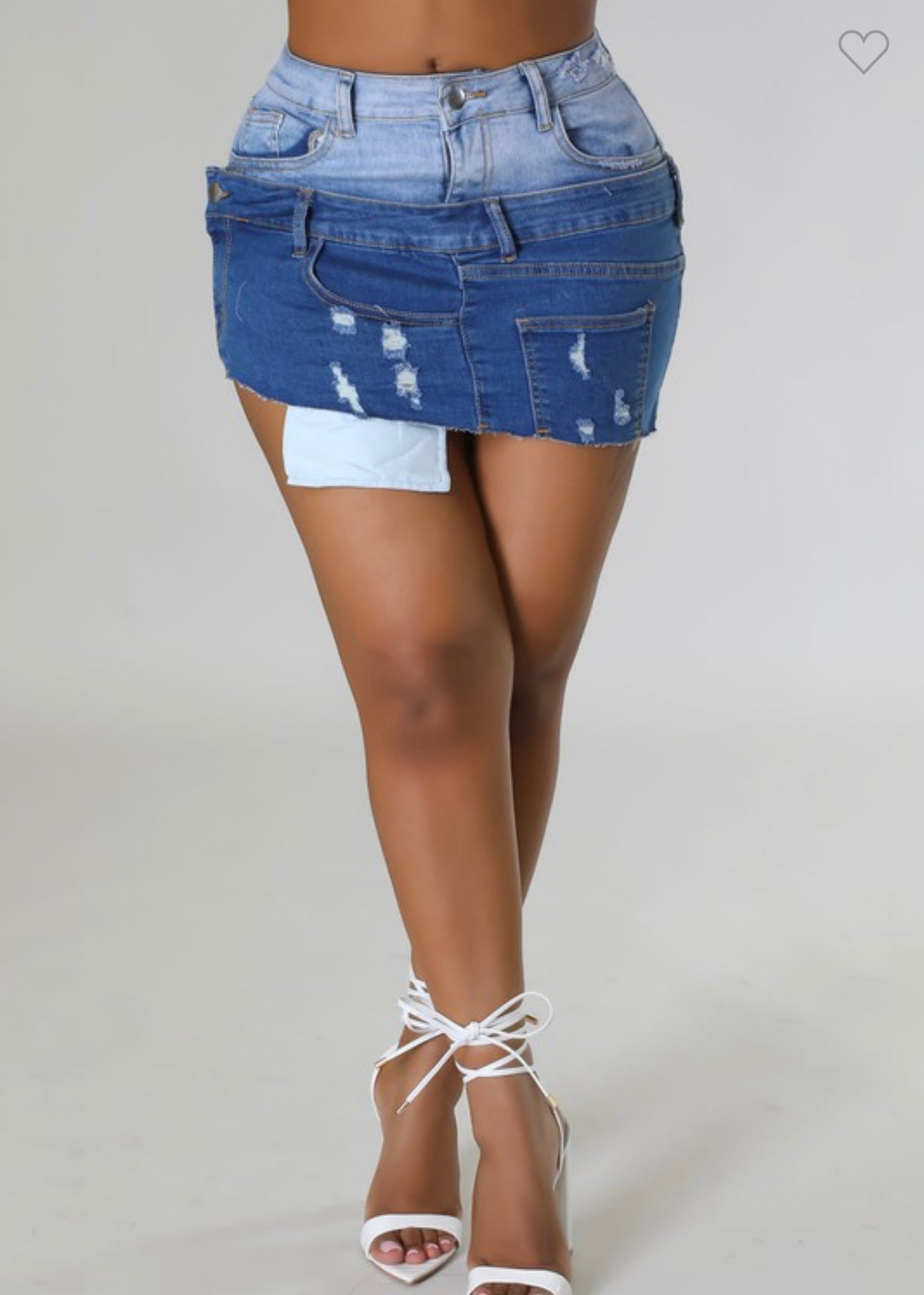 Pretty Girl Double Waist Denim Skirt