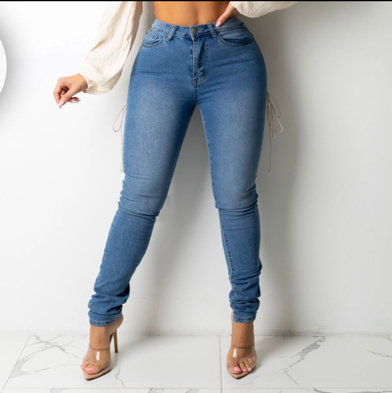 LACE IT UP DENIM PANTS - Tammie's Kollection