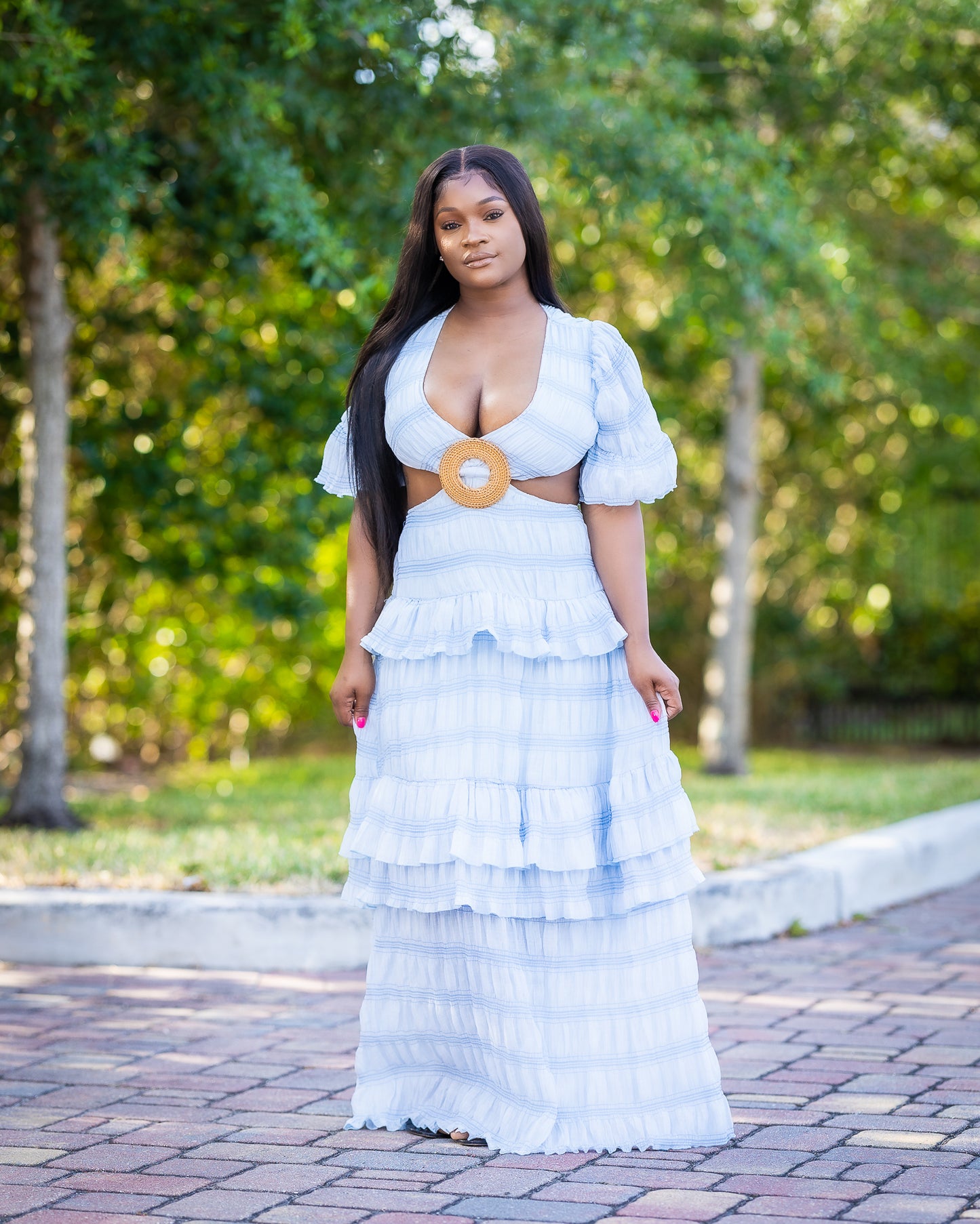 BRUNCH BABE SKY BLUE MAXI DRESS - Tammie's Kollection