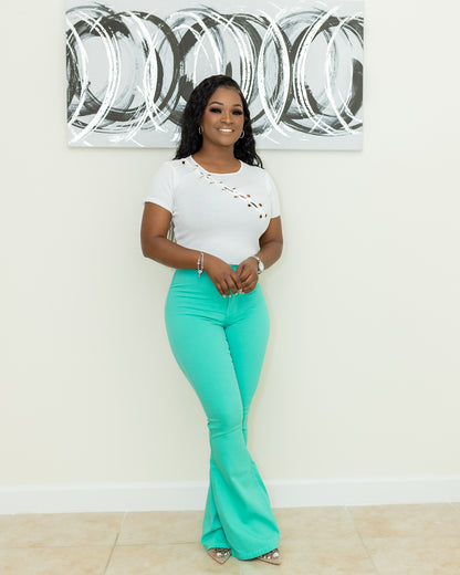 SO “LORIE” FLARE PANTS (MINT) - Tammie's Kollection