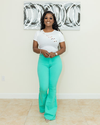 SO “LORIE” FLARE PANTS (MINT) - Tammie's Kollection