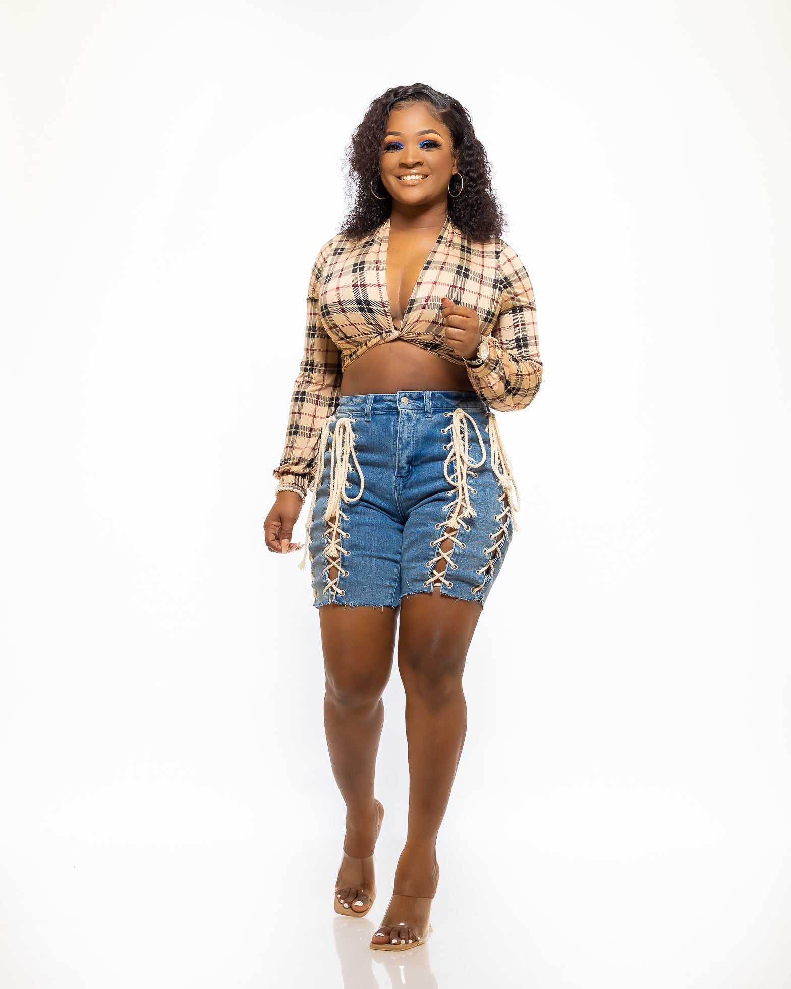 I WILL TAKE YOU OUT LACE UP DENIM - Tammie's Kollection