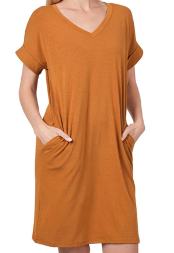 EVERYDAY T-SHIRT DRESS (ALMOND)