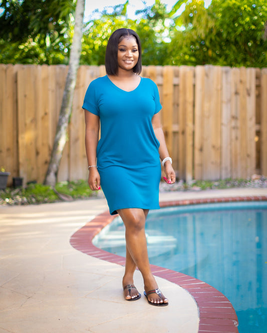 EVERYDAY T-SHIRT DRESS (TEAL)