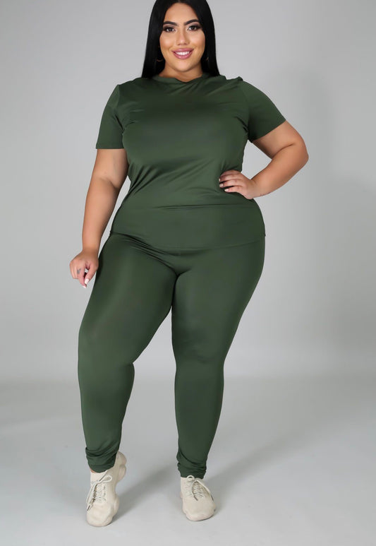 CHILL SET PLUS SIZE (OLIVE) - Tammie's Kollection