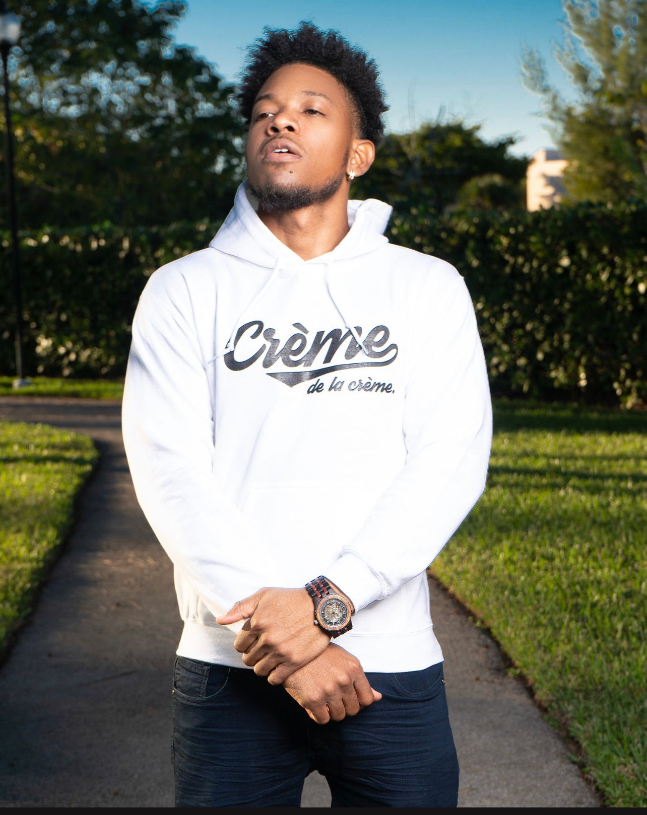 CREME DELA CREME HOODED SWEATER (WHITE) - Tammie's Kollection