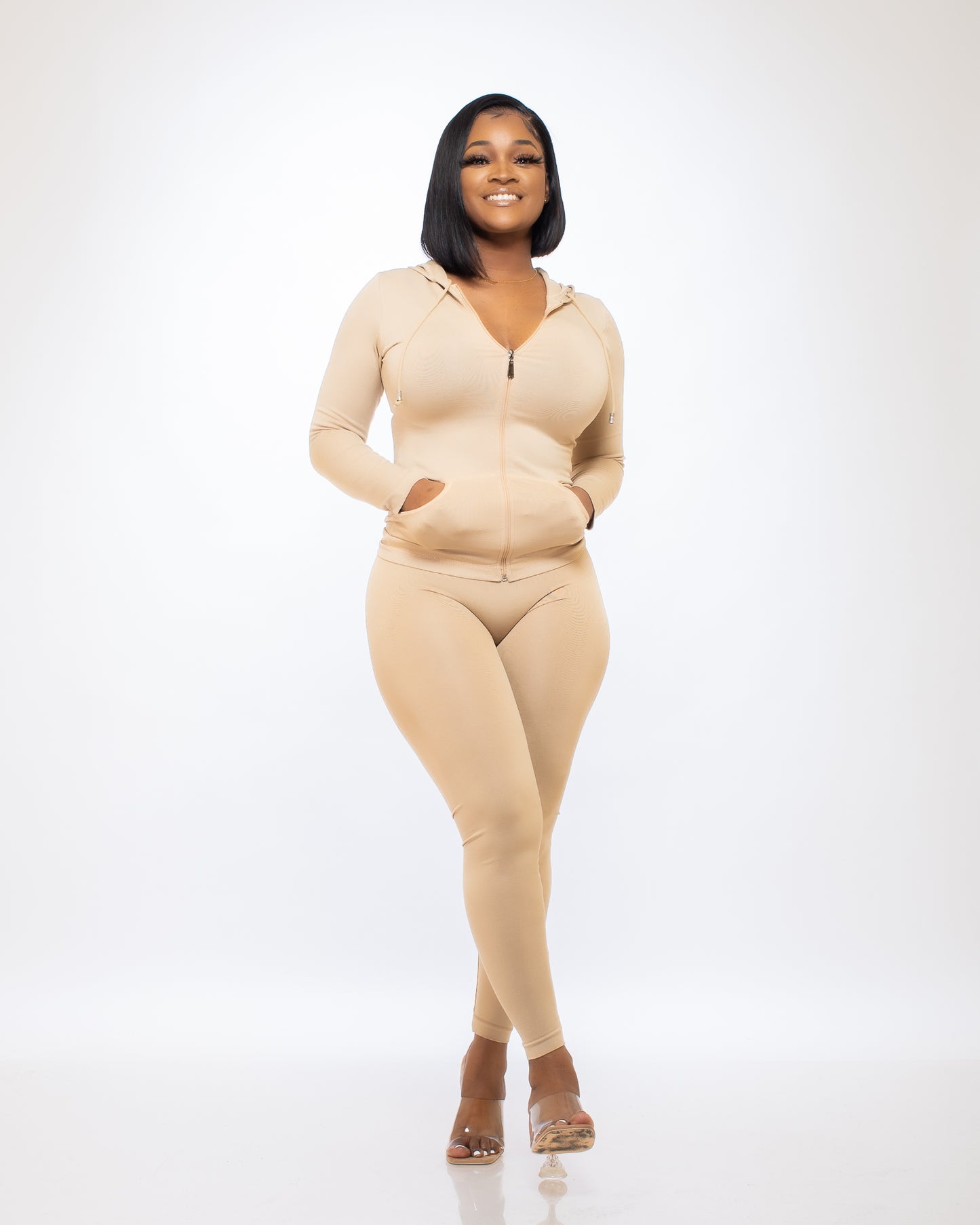 STAY ACTIVE TWO PIECE SET KHAKI - Tammie's Kollection