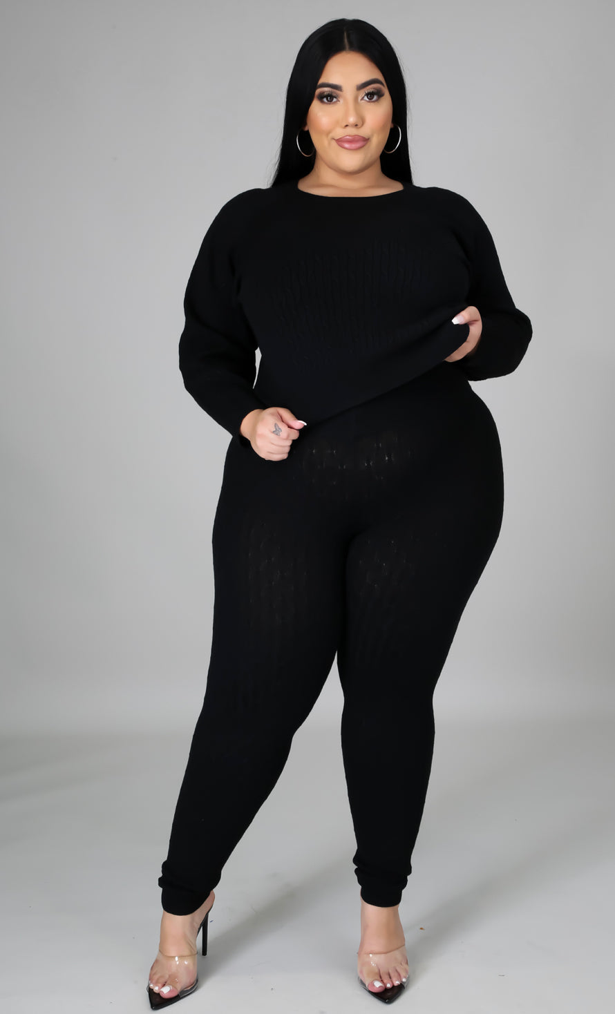 Plus size black jogger set sale